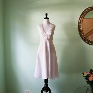 J. Crew White Polka Dot Cotton Halter Dress